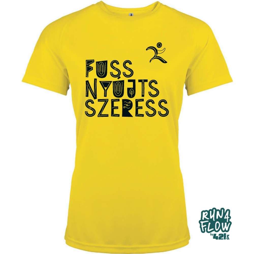 Fuss, nyújts, szeress női futópóló napsárga