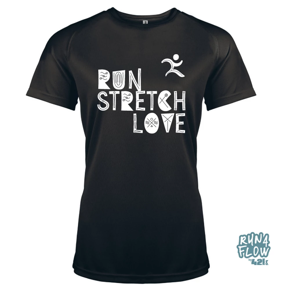 Run, stretch, love női futópóló fekete