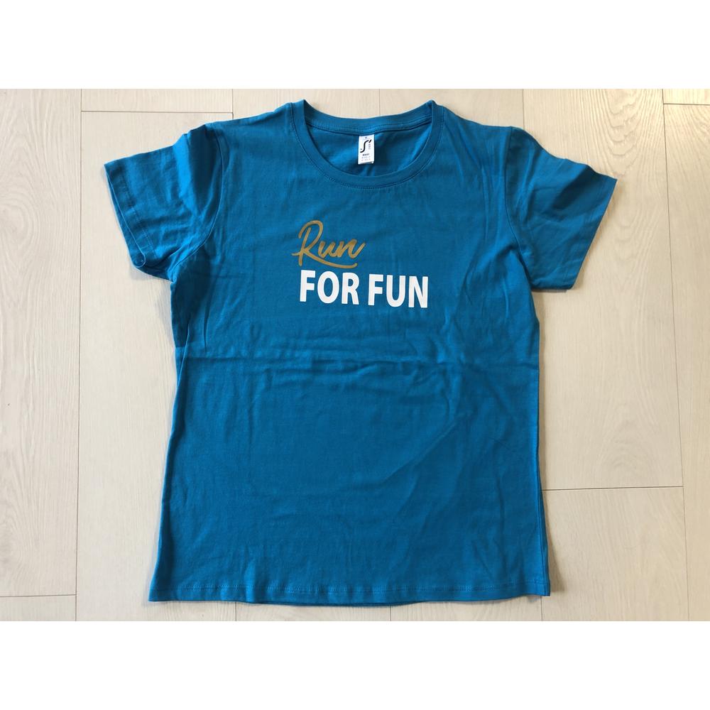Run for fun, női rövid ujjú XL-es kék pamut felső